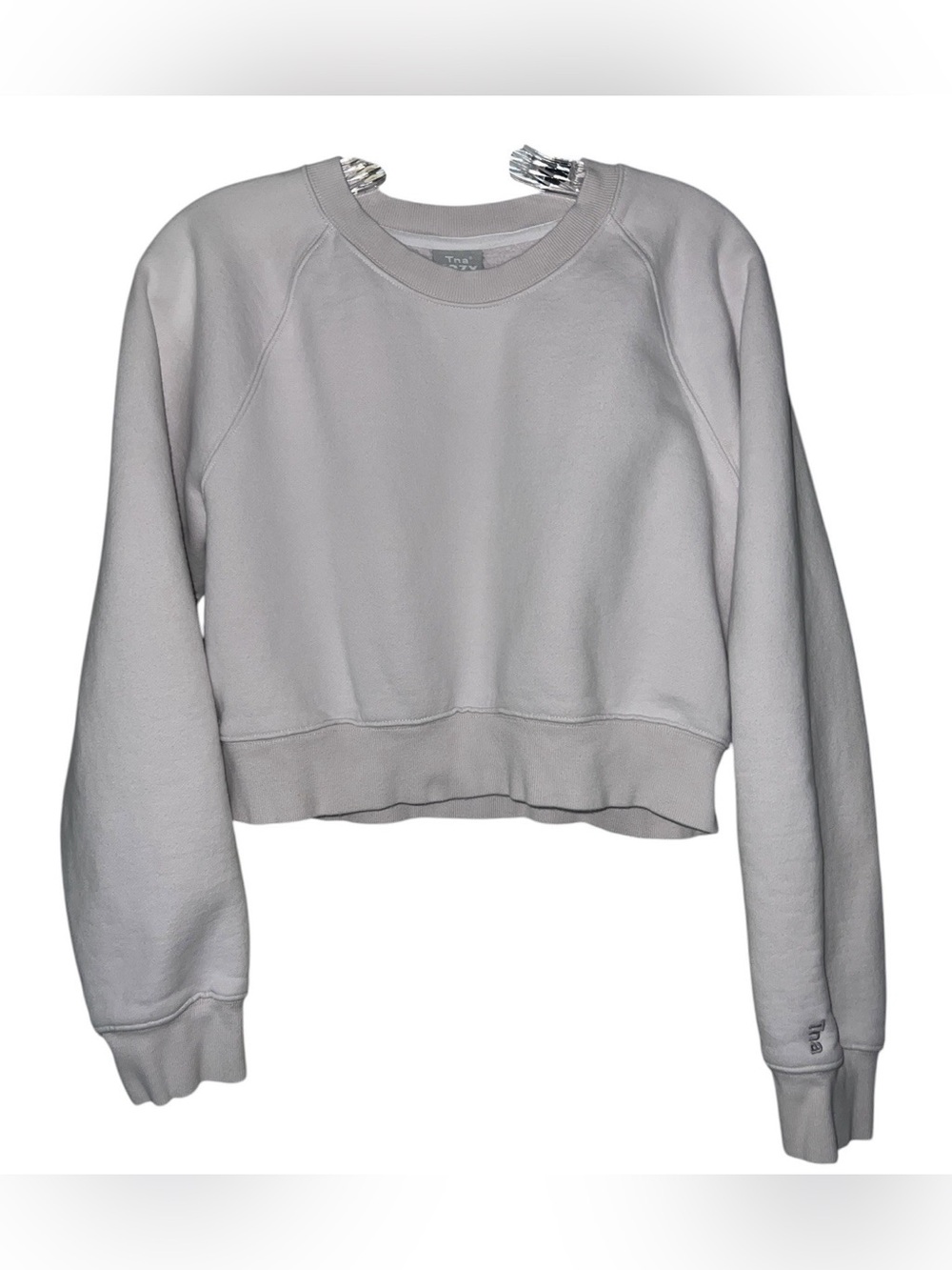 Aritzia TNA Sweatshirt Womens Large Light Mauve Pullover Crop Crew Cozy Perfect